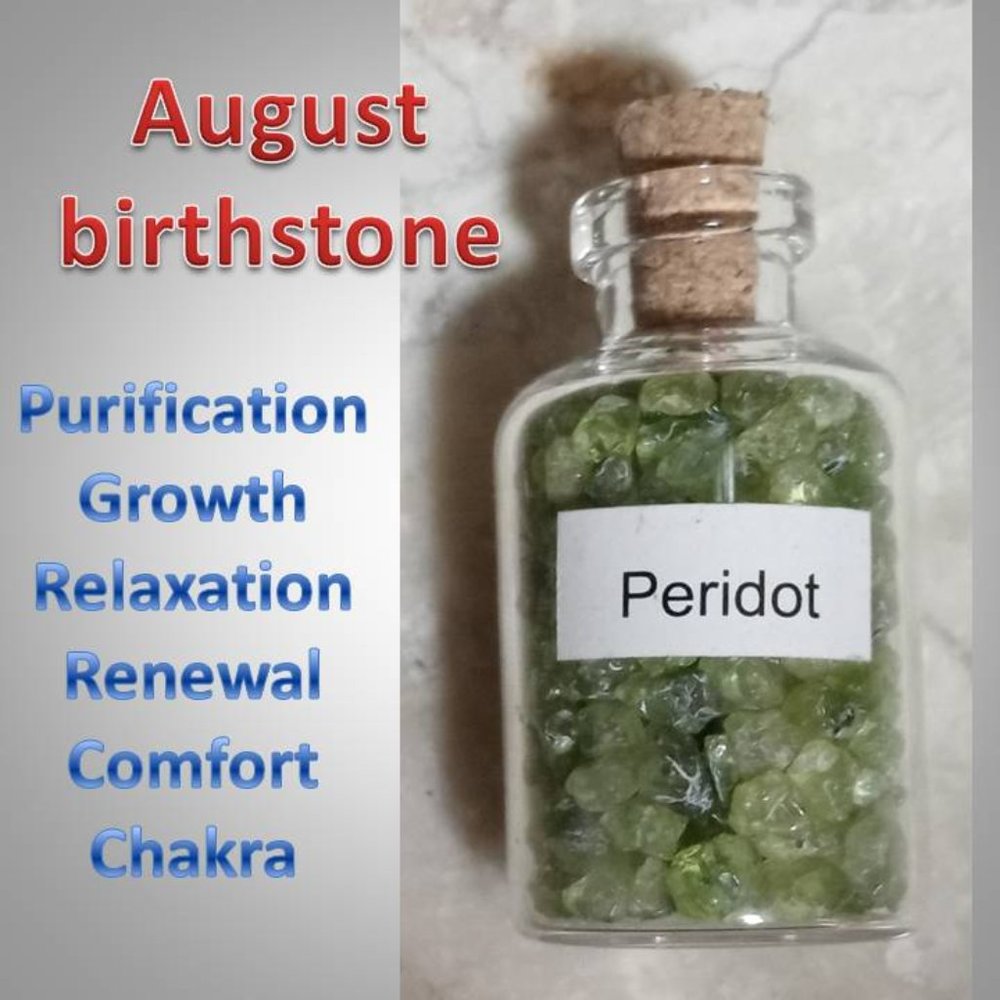 ONE PERIDOT crystal rock stone bottle AUGUST birthstone CHAKRA 02